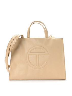 Telfar Faux Leather Medium Shopping Bag in Cream.